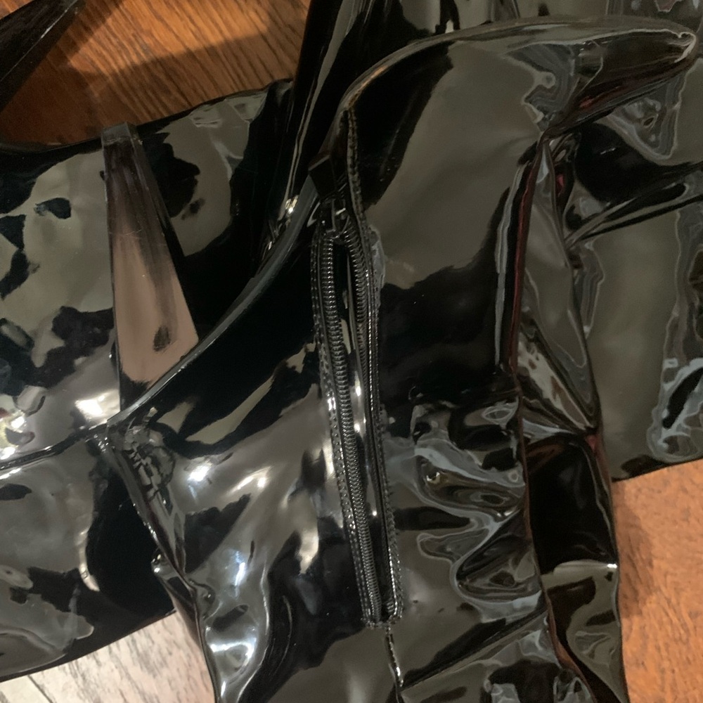 Shiny Black Patent Leather Boots